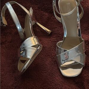 Michael Kors Shiny Silver Strappy Heels